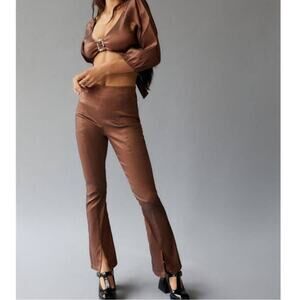 Hosbjerg x Free People Women’s Elora Metallic Walnut High Waist Split Hem Pants